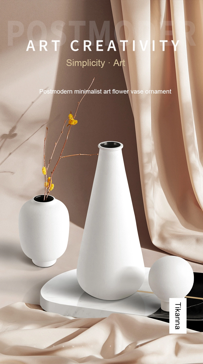 Modern Ceramic White Decor Minimalist End Table Living Room Ornaments Jar Vase Home Decoration