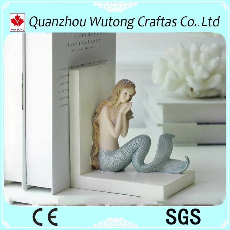 Hot Sale Handmade Resin Nice Mermaid Figure Bookends