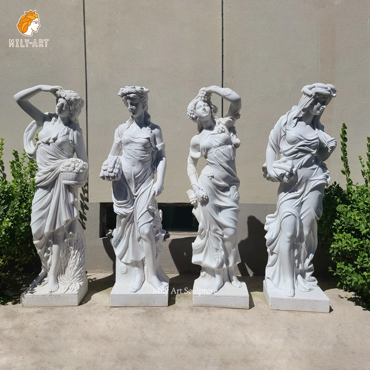 Outdoor Garden Natural Stone Hand Carved Life Size Marble Four Season Statue