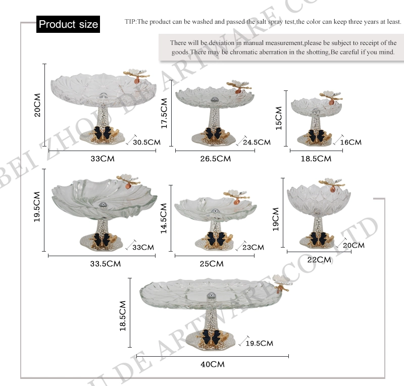 Modern Design Metallic Decorative Elegant Design Fruit Bowl Luxury Metal Glass Multi-Layer Fruit Plate