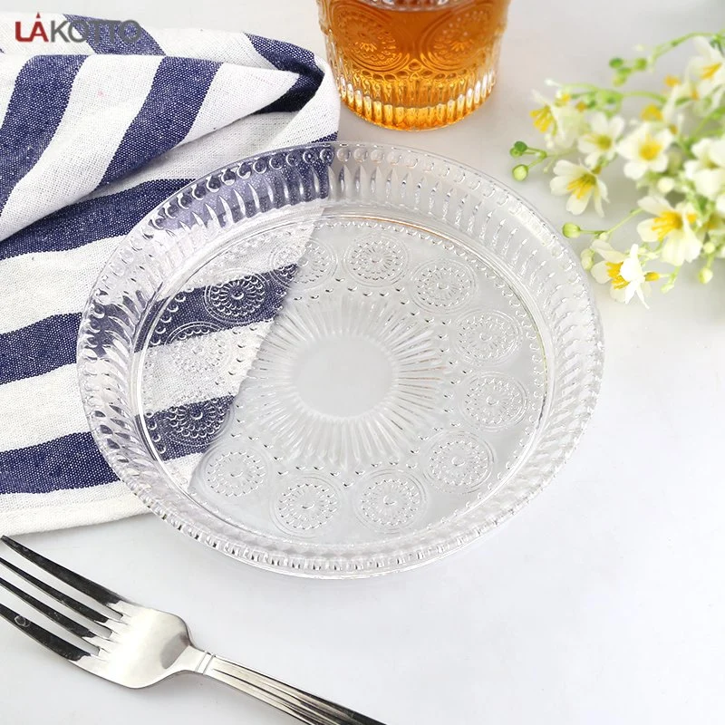 Vintage Embossed Tempered Glass Plates Vegetable and Fruit Glass Plates Charger Plates Wedding