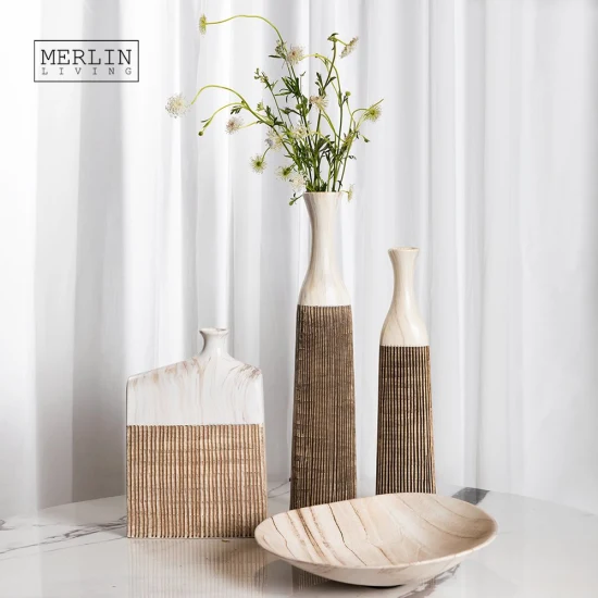 Merlin marbre décalcomanie Simple fleur Vase nordique moderne décor à la maison ligne artistique Vase en céramique pour la décoration intérieure Vases