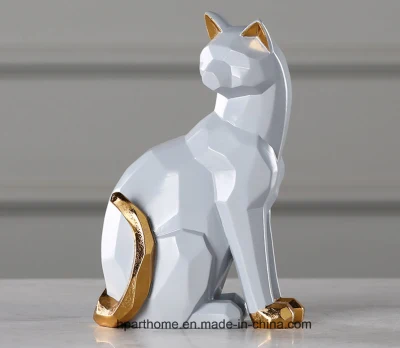 Belle figurine de sculpture de chat assis en résine conçue sur mesure pour la vente en gros