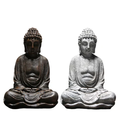 Statue de bouddha méditant serein en résine de qualité dans un design minimaliste pour la décoration de la maison